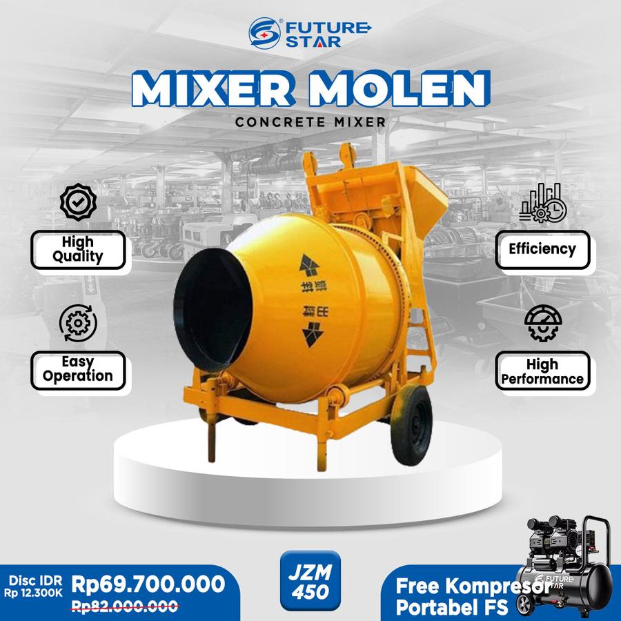 Mesin Mixer Molen Pengaduk Beton Concrete Semen 450 Liter